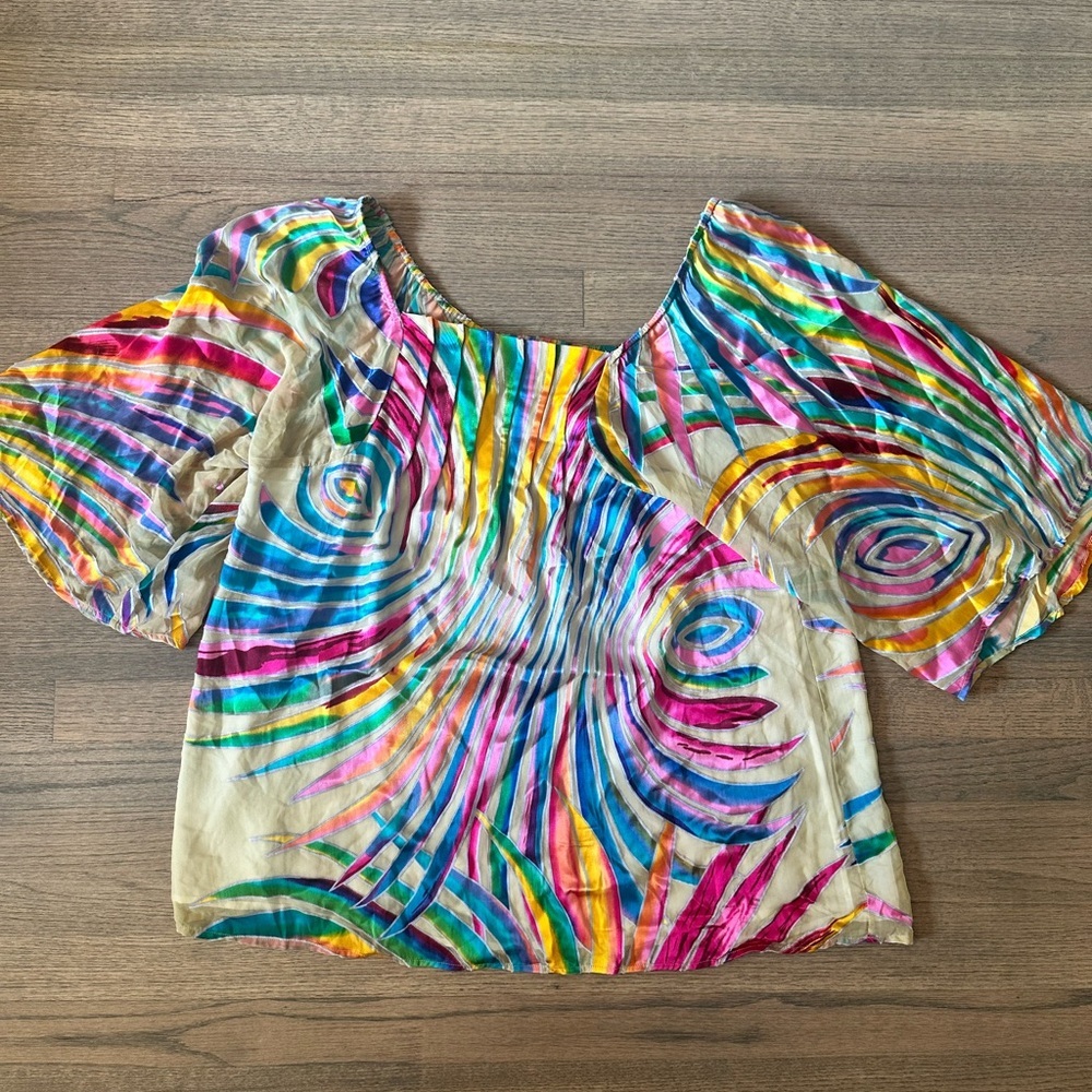 Soft Surroundings Billowy Blouse Bright Multicolor-Size XL